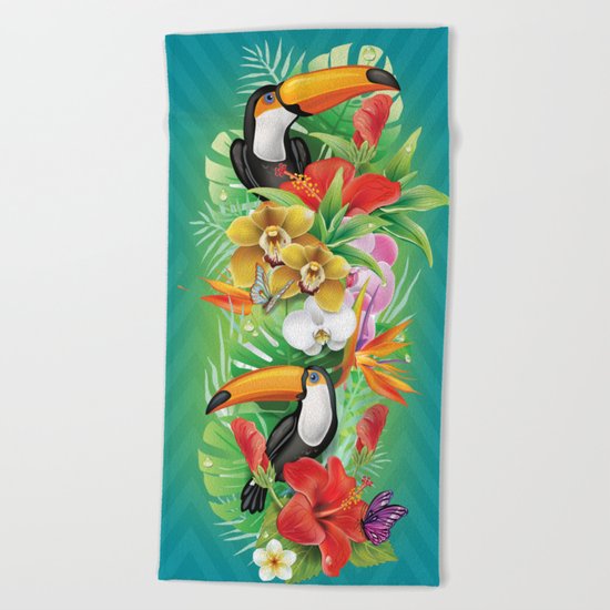 tropical karnaval Beach Towel