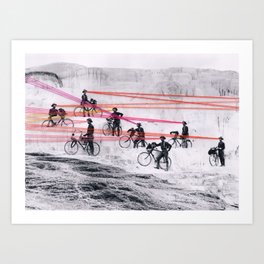 Embroidered Bicycle Corps at Minerva Terrace, Yellowstone National Park, 1897   Art Print