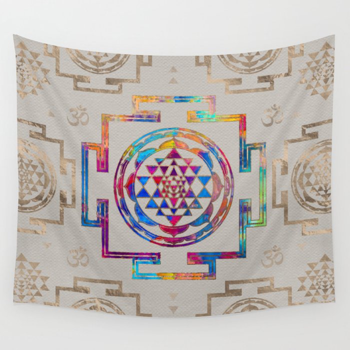 Sri Yantra Sri Chakra in color on canvas Wall Tapestry by