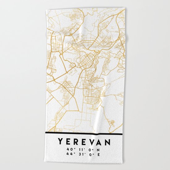 YEREVAN ARMENIA CITY STREET MAP ART Beach Towel