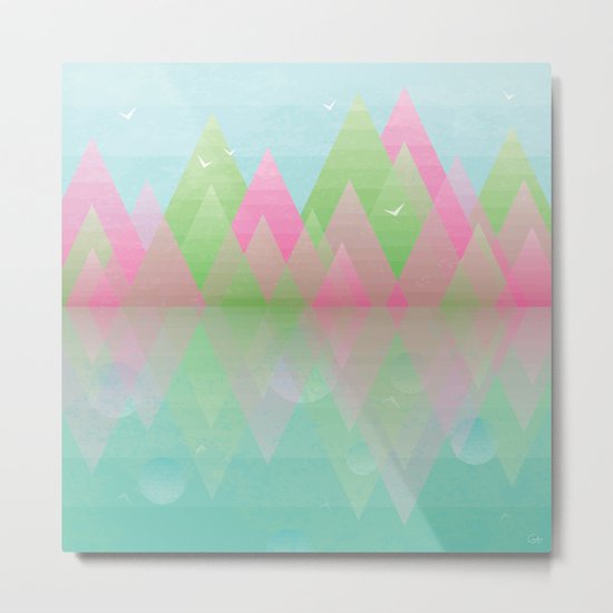 Geometric Lake Mountain I - Spring Metal Print