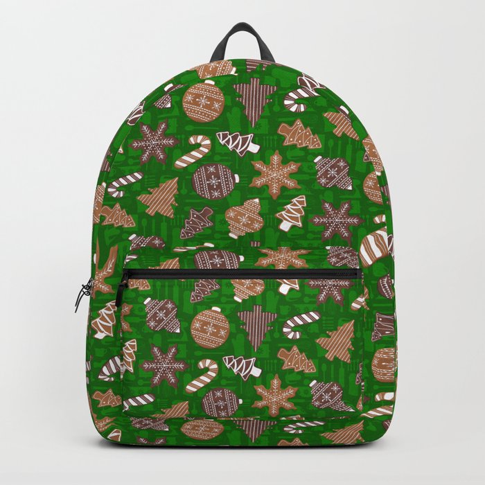 Green Baking Christmas Gingerbread Cookies Backpack