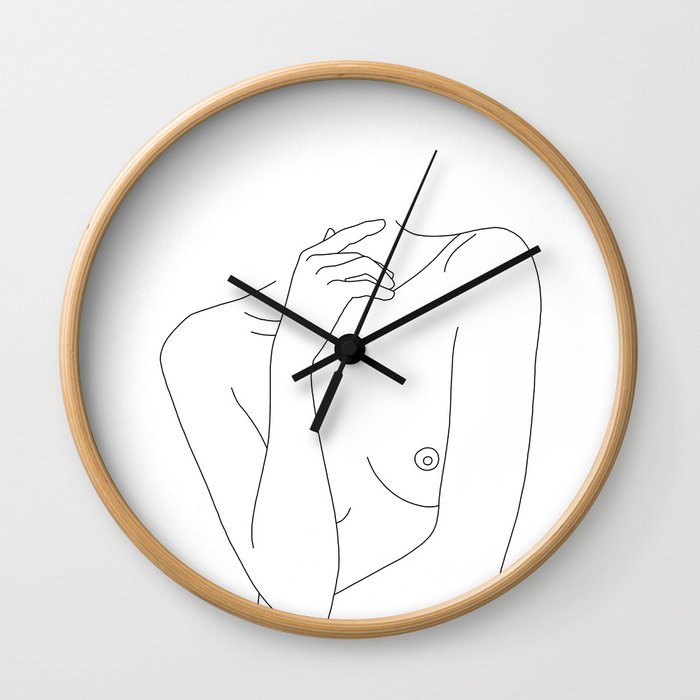 Woman's body line drawing - Cecily Wall Clock
