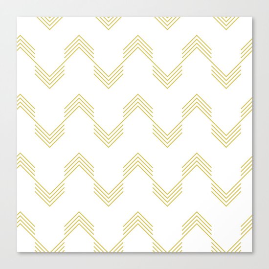 Simply Deconstructed Chevron Mod Yellow on White Canvas Print