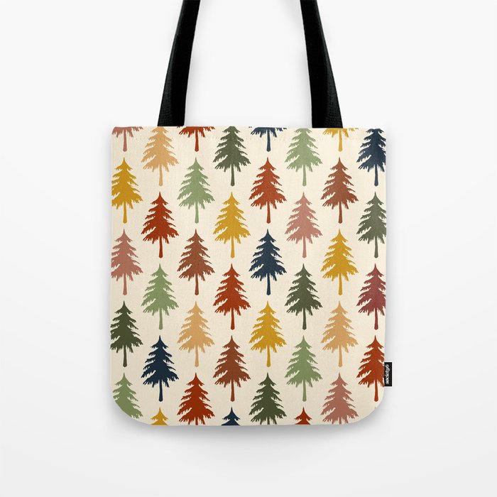 Colorful retro pine forest 3 Tote Bag