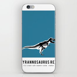 T-Rex Dinosaur Fossil / Skeleton in blue iPhone Skin