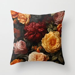 Realistic Multi Floral Pattern Throw Pillow