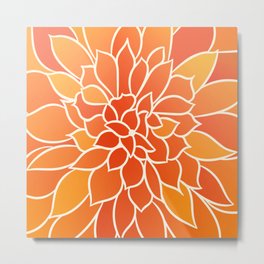 Orange Bloom Flowery Art Metal Print