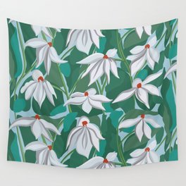 White Orchid Blooms Wall Tapestry