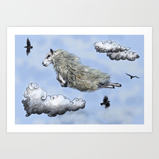 Flying sheep Art Print