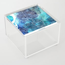 Memphis Tennessee Map Navy Blue Turquoise Watercolor USA States Map Acrylic Box