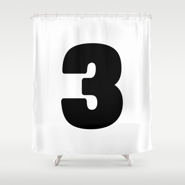 3 (Black & White Number) Shower Curtain