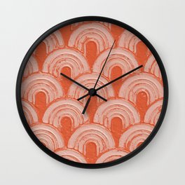 Orange and White Impasto Pattern Wall Clock