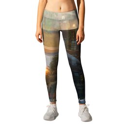 Double Exposure sunset in Park Slope Brooklyn Leggings