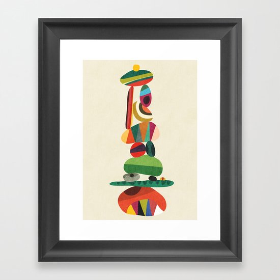 Totem - balanced pebbles Framed Art Print