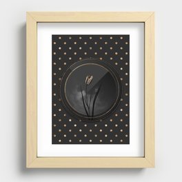 Shadowy Black Lady Tulip Botanical Art with Gold Art Deco Recessed Framed Print