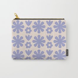 Scandi Floral Grid Retro Flower Pattern in Light Periwinkle Purple and Cream Carry-All Pouch