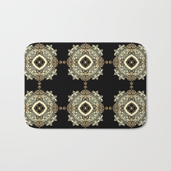Golden Eastern ornament . Bath Mat