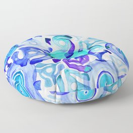 Vinyl Records & Adapters Watercolor Painting Pattern Floor Pillow