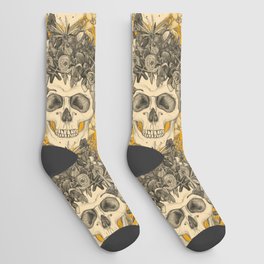skull damask marigold Socks