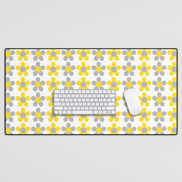 Summer Daisies in Illuminating Yellow & Ultimate Gray Desk Mat