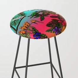 Tropical Parrots In A Jungle Sunset Bar Stool