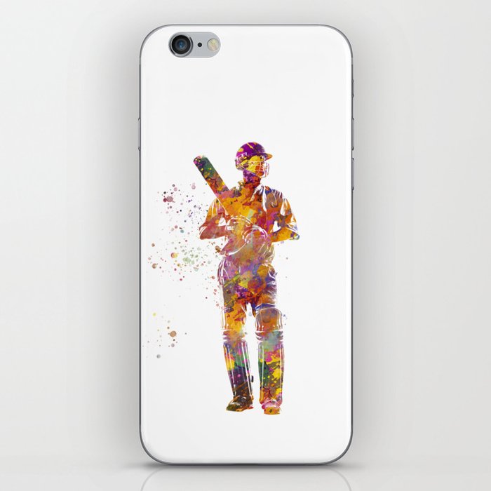 Cricket player in watercolor iPhone Skin