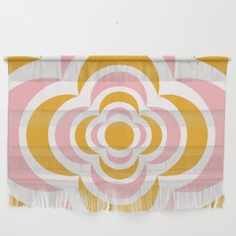 Floral Abstract Shapes 6 in Mustard Yellow Gold Pink Wall Hanging