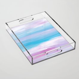 Abstract Minimalist Blue Pink Painting Acrylic Tray