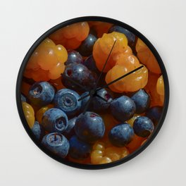 cloudberry with blueberry wild berries Wall Clock