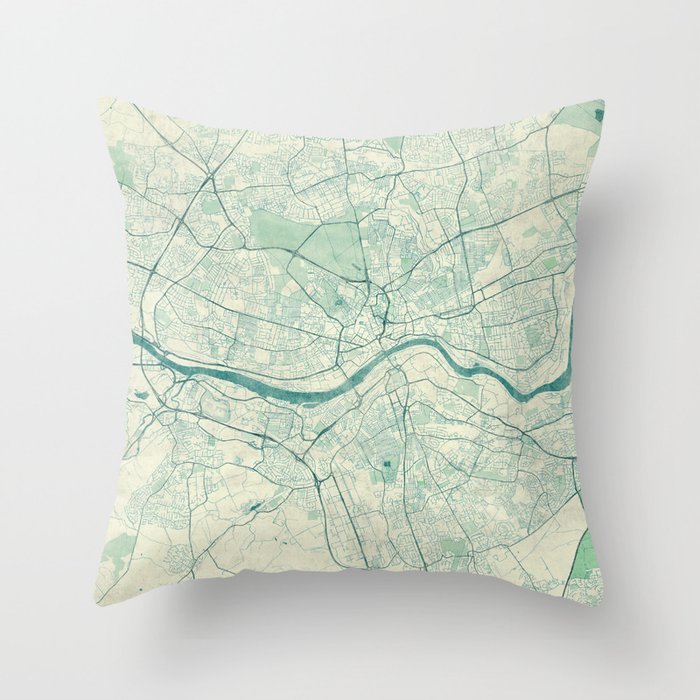 Newcastle Upon Tyne Blue Vintage Throw Pillow By Hubertroguski Society6