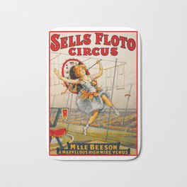 Vintage Sells Floto Circus Ad Bath Mat | Girls, Tightrope, Walker, Walking, Advertisement, Boys, Drawing, Kids, Decor, Children 