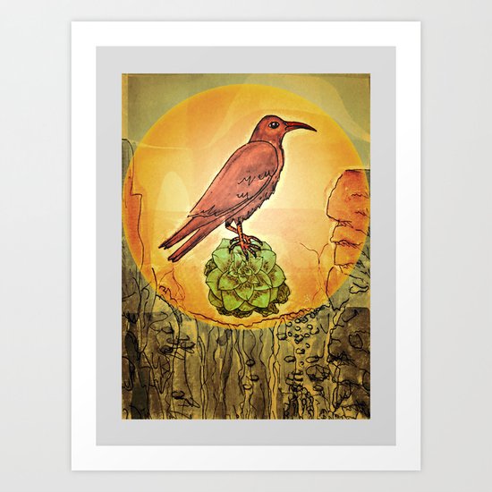 NATURE / BIRD and SUCCULENT Art Print