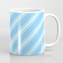 [ Thumbnail: Light Sky Blue and Light Cyan Colored Lines Pattern Coffee Mug ]