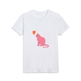 Abstraction_CAT_LOVE_RED_HEART_VALENTINE_POP_1215C Kids T Shirt