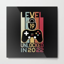 Level 19 unlocked in 2022 gamer 19th birthday gift Metal Print
