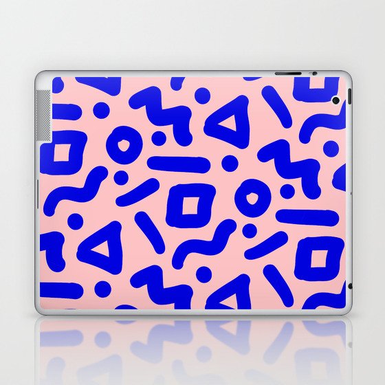 Doodle Pattern - Pink and Electric Blue Laptop & iPad Skin