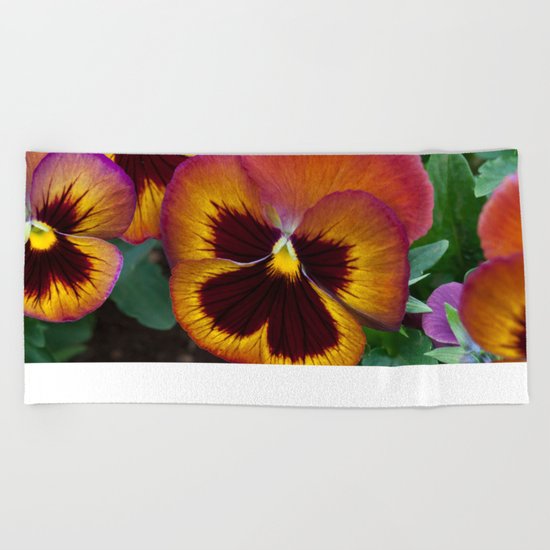 Pansy Painted Beach Towel