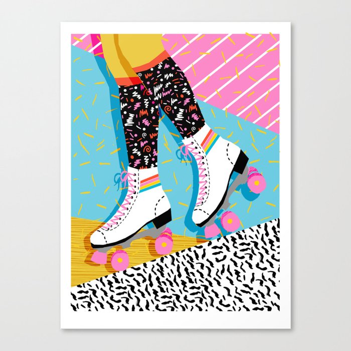 Steeze - 80's memphis rollerskating rad neon trendy art gifts throwback retro vibes Canvas Print
