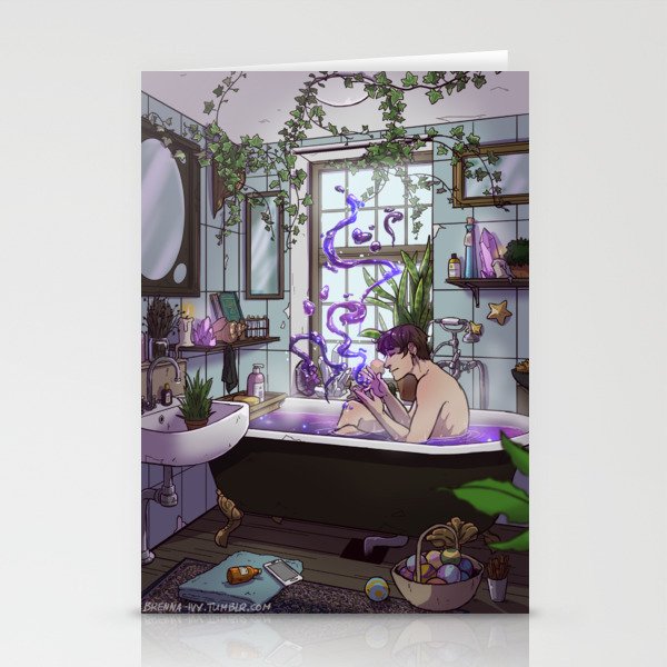 Modern Male Witch Bathroom Stationery Cards