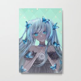Vocaloid Hatsune Miku  Metal Print | Kawaii, Scifi, Anniversary, Pop Star, Cute, Gothic, Blue, Manga, Party, Android 