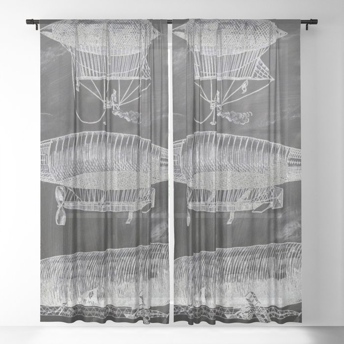Chalkboard Art Victorian Steampunk Hot Air Balloon Airship Patent Print Sheer Curtain By Chicelegantboutique Chalkboard Art Victorian Steampunk Hot Air Balloon Airship Patent Print Sheer Curtain By Chicelegantboutique