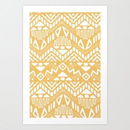 Tribal yellow ochre mudcloth Art Print