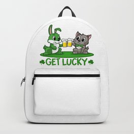 Get Lucky - Rabbit And Cat Drinking Beer Backpack