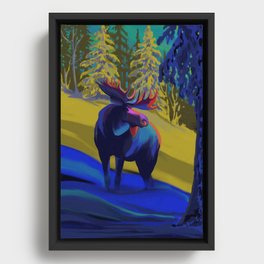 Winter moose Framed Canvas