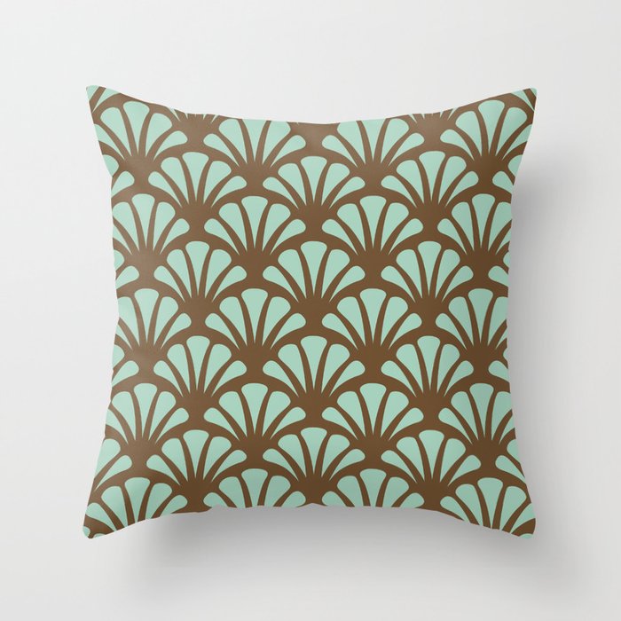 Brown And Mint Green Deco Fan Throw Pillow By Studio38103 Society6