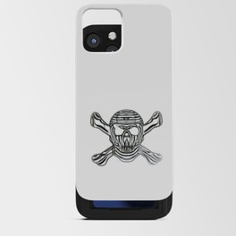 Skull And Crossbones Black And White Stripe iPhone Card Case