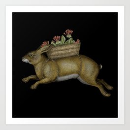 Rabbit & Honeysuckle Art Print