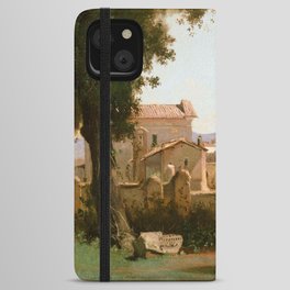View from the Farnese Gardens, Rome by Jean-Baptiste-Camille Corot iPhone Wallet Case