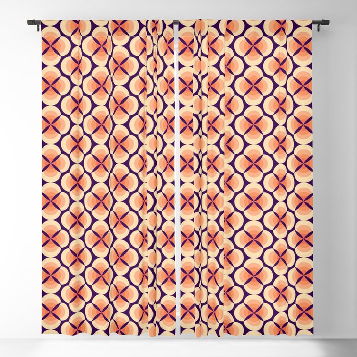 1970s Style Abstract Mid-Century Modern Flowers Blackout Curtain